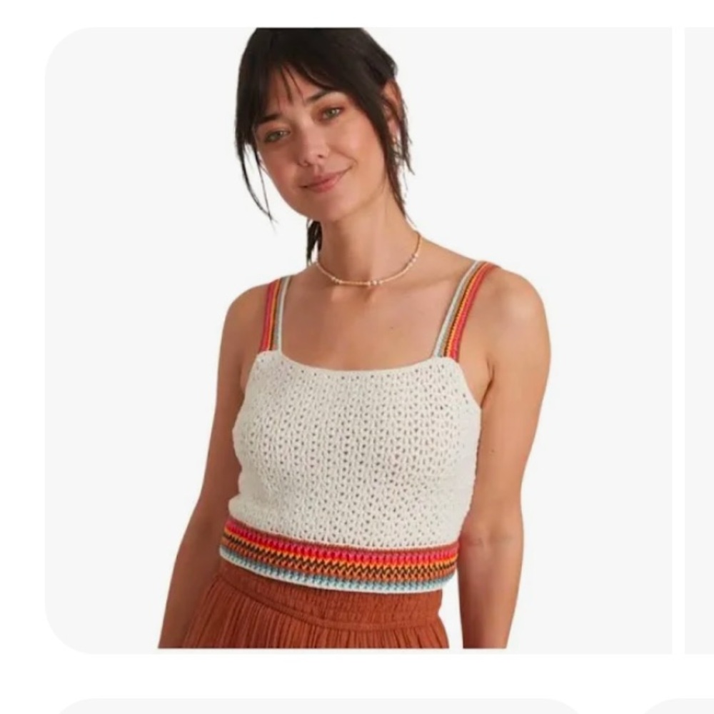 Marine layer Caro Cropped Crochet Tank Top